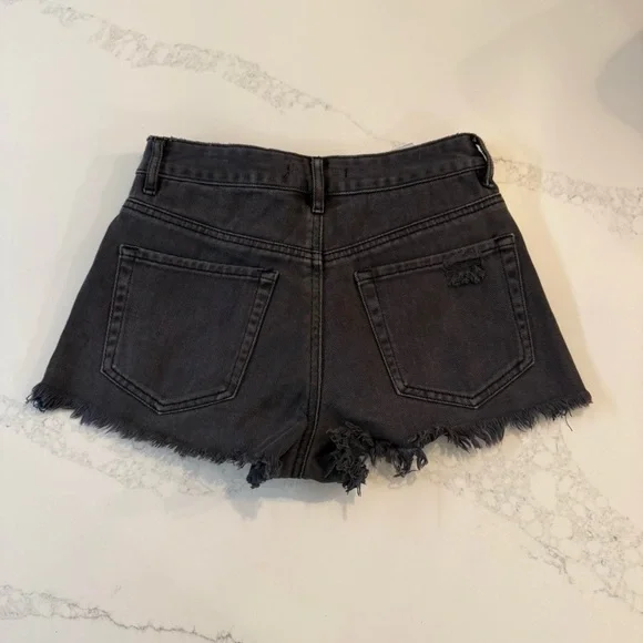 PacSun Charcoal Distressed Jean Shorts - Picture 3 of 5